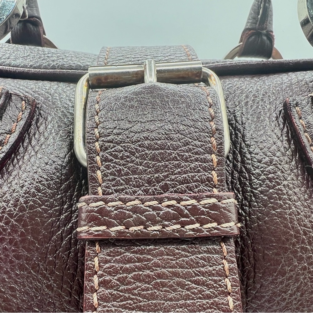 ISANTI BURGUNDY LEATHER BAG SATCHEL SHOULDER BAG GENUINE LEATHER  MADE IN ITALY - Picture 7 of 17